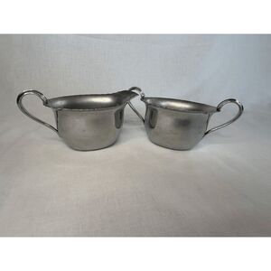 Metal Silver Colored Cream and Sugar Dish Set, Small, Vintage, Decorative